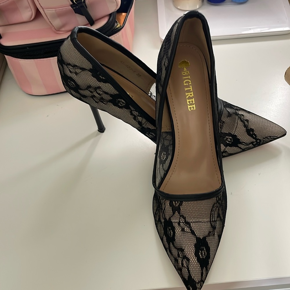 Black lace herls sheer women 7.5-8